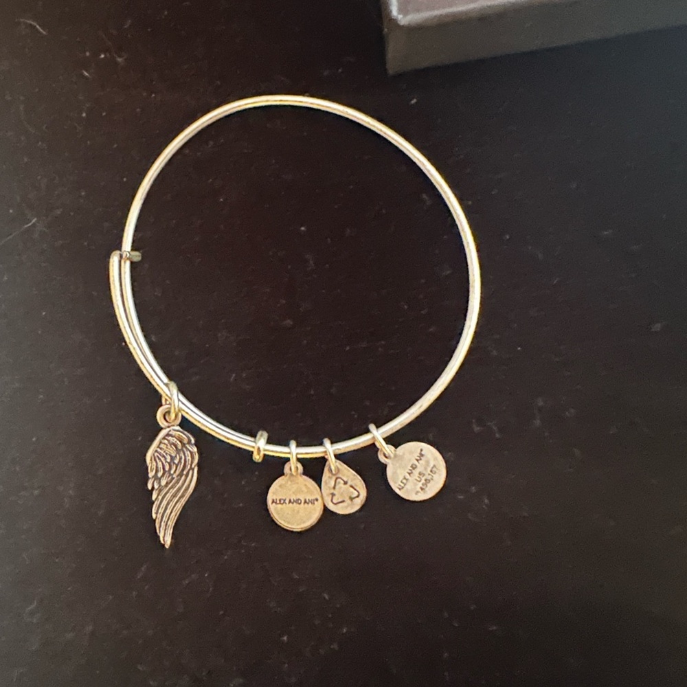 Alex and Ani Silver Charm Bracelet with Wing Freedom BFF